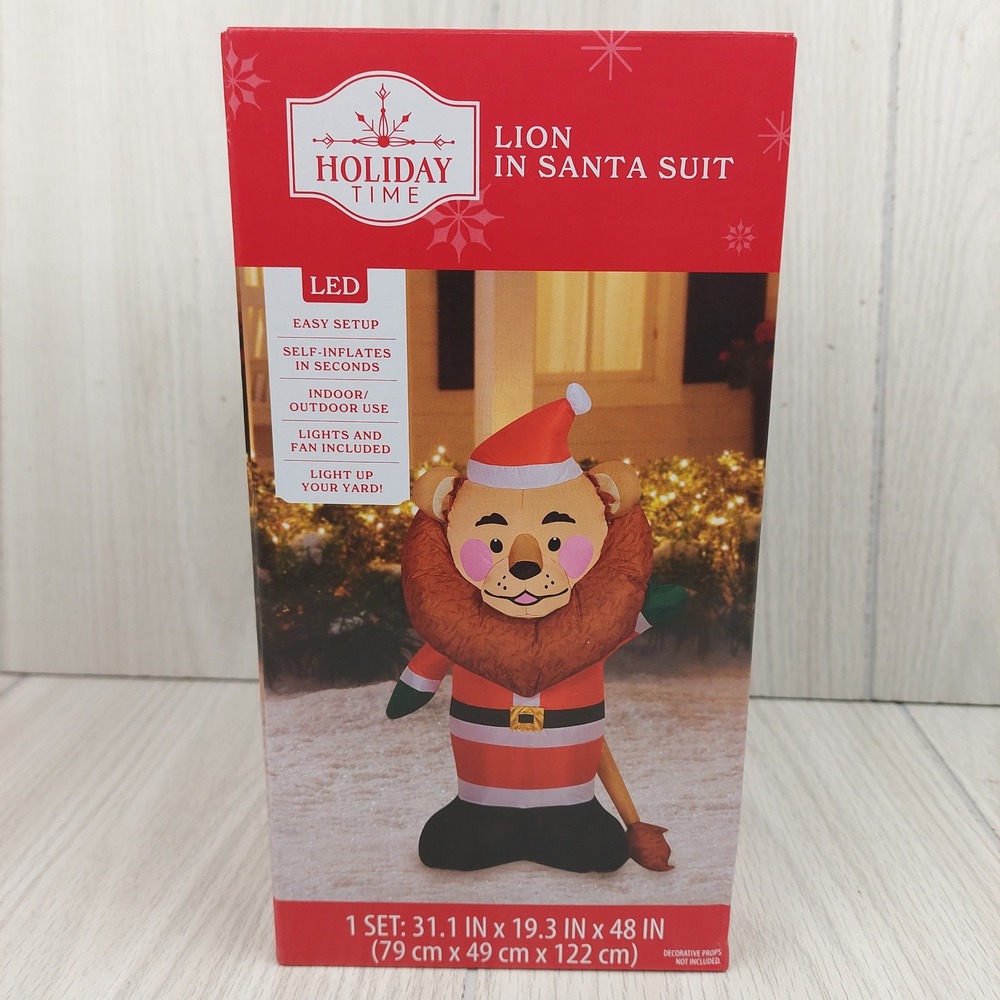 Holiday Time Inflatable Lion Santa 4 Ft Suit‎ LED Christmas Outdoor Yard Decor